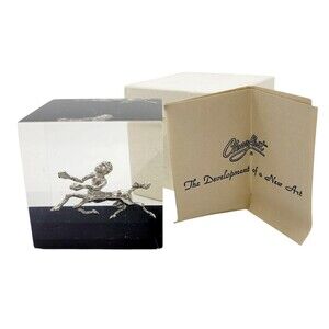 Clear Float Cube Paperweight Gem Like Crystal Clear Centaur Chiron In Center